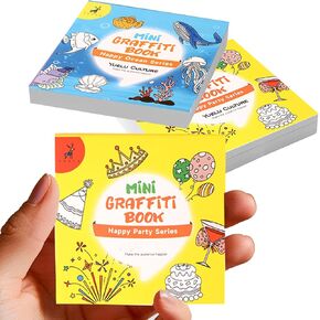 2-Pack 100 Pages Mini Coloring Books Pocket Size for Kids Adult, 3x3 Inches Coloring Books for Classroom Activity Travel Creating Small Gifts Goodie Bags Stuffers Birthday Party Favors (Blue+Yellow)