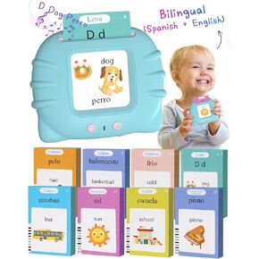 510 Words Spanish English Bilingual Talking Flash Cards for Toddler 1-3, Easter Basket Stuffers for Toddler Learning Montessori Toys for Kids, Birthday Gifts for Boys Girls Autism Sensory Toys