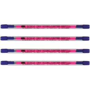 G.T. Luscombe Bible Dry Refill, Colorful Highlighter, No Bleed Through, Study, Journaling, Planner, Organizer, Supplies and Accessory, Pack of 4, Pink