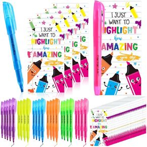 48 Sets Thank You Gift for Teacher School Staff Appreciation Gifts Bulk You Are Awesome Funny Highlighter Pun Cards and Highlighter Markers for Nurse Teacher Week