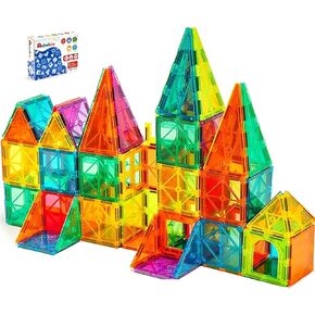 Magnetic Building Tiles, 134PCS Large Magnet Building Set,Magnetic Blocks, 3D STEM Stacking Toys, Magnets Toy for Kids Boys Girls