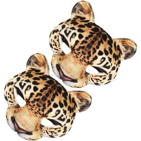 2pcs Halloween Leopard Half Face Mask Masquerade Cat Mask Animal Cosplay Mask Halloween Carnival Party Costume Supplies
