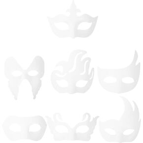 Alipis 14pcs DIY Paper Mache Art Masks Paintable Masquerade Masks Half Face Paper Art Masks for Halloween Easter Makeup Parties Theme Cosplay Party