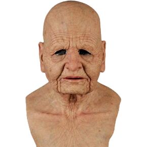 Halloween Mask Realistic Old Man Old Lady Mask Creepy Human Latex Mask, Scary Wrinkle Mask Halloween Cosplay Mask Party Props