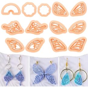 Puocaon Butterfly Wing Clay Cutters - 10 Pcs Enchanted Fairy Wing Earrings Clay Cutters for Jewelry Making, Fairy Wing Jewelry Polymer Clay Cutters Set, Boho Cutters for Jewelry Dangle Earrings Making