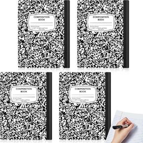 Gersoniel 4 Pcs Small Left Handed Composition Notebooks A5 Marble College Ruled Composition Notebooks 8.3"x 5.83" Left Handed Journal for Lefties Writers Students Writing Gift, 60 Pages