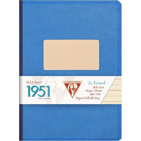 دفتر ملاحظات "العودة إلى الأساسيات 1951" من Clairefontaine، مقاس 5 3/4 بوصة × 8 1/4 بوصة، 96 صفحة، مسطر - أزرق
