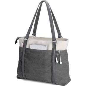 Laptop Tote Bag for Women Lightweight Splice Canvas Bag 15.6 Inch Laptop for Computer Bag Large Capacity Handbag Purse Darkgray