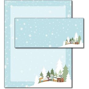Winter Village Holiday Christmas Paper & Envelopes (20 Pack)