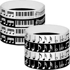 CupaPlay 24PCS Piano Notes Rubber Bracelets -Piano Notes Theme Party Supplies Decorations Music Birthday Baby Shower Slicone Wristbands Party Favors