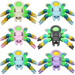 4 Pack Fidget Spider Toy, Wacky Tracks Fidget Toys, Transformable Spider Sensory Fidget Toys with Suction Cup for Kids Birthday Gifts Goodie Bag Basket Stuffers Classroom Prizes Party Favors