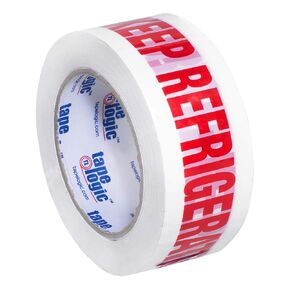 Tape Logic 2 Inch x 110 Yards Pre-Printed Packing Tape, Keep Refrigerated, 2.2 Mil Thick, Red/White, 36 Pack, for Packaging, Shipping, Moving, Home and Office