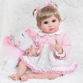 Aori Lifelike Reborn Baby Dolls Real Life Baby Girl Doll 22 Inch Realistic Reborn Todder with Doll Accessories Set for Girls Age 3+
