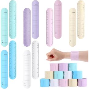 12 Pcs Silicone Slap Bracelets, Reusable Wearable Wrist Notepad Writable, Waterproof Rolling Bangle for Nurses Memo Watchband Wrist Strap Study(9'' x 1.8'')