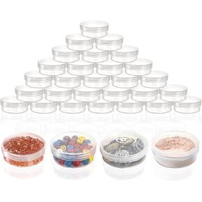 Covzoe 50 Pieces 2 Oz Plastic Jar with Lids, 50G/50ML Clear Cosmetic Container, Small Round Bead Organizer Storage Box for Buttons, Glitter, Small Jewelry Findings