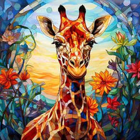 WSLWXSHM Diamond Painting Kits for Adults Giraffe, Round Full Drill Diamond Art Kits, 5D DIY Paint with Diamonds Crafts for Home Wall Decoration Gifts 12×12Inch, Animal