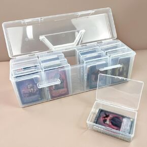 Rainmae Trading Card Storage Box, Plastic Card Box Set of 13, Photo Storage Box, Postcards Storage Hold 800+ Loose Cards, Portable Sports Card Storage Boxes Fit for Standard Card