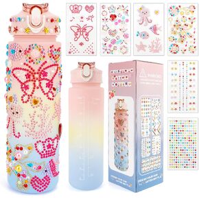 SythorYang Decorate Your Own Water Bottle Kits for Girls Gift for Girl Age 4-6-8 Water Bottle with Gem Stickers Arts and Crafts for Girls 7 8 9 10 Year Old Girl Easter Birthday Gifts