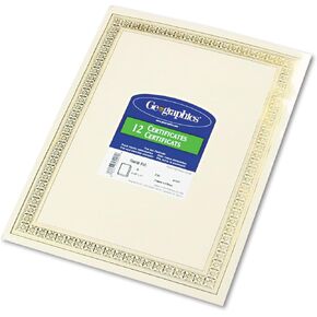 45492 Foil Enhanced Certificates, 8-1/2 x 11, Gold Flourish Border, 12/Pack