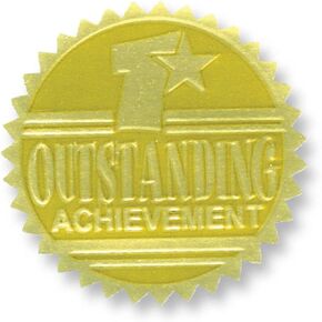 Hayes Embossed Certificate Outstanding Achievement Seals, Gold, 54/Pack (H-VA371)