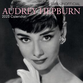2025 Square Wall Calendar - Audrey Hepburn 12 x 12 Inch Monthly View, 16-Month, Icons Theme, Includes 180 Reminder Stickers