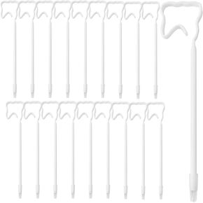 12 Pack White Tooth-Shaped Ballpoint Pens, 0.5mm Black Gel Ink, Perfect Gifts for Dental Professionals, Novelty Dental Office Giveaways, School and Office Supplies, Dental Hygiene Education Tools