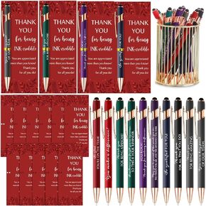 30 Set Thank You Gifts Appreciation Ballpoint Pens with Stylus Tips Inspirational Cards Christmas Gifts for Employee Coworkers Team Nurse Teacher Staff