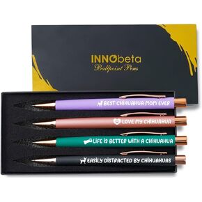 InnoBeta Chihuahua Gifts, Dog Mom Gifts for Women, Ballpoint Pen Set of 4, Gifts for Dog Lovers for Mother's Day, Christmas, Birthday - Chihuahua Mom