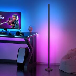 RGB Corner Floor Lamp, Easter Floor Lamp RGBIC Color Changing Corner Lamp LED Modern Floor Lights with Bluetooth APP and Remote Control Music Sync, 65" RGB Mood Lighting 24H Timing 398+ DIY Modes