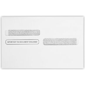 LUXPaper Double Window Tax Envelopes | Form W-2/1099 | Document Enclosed | Security Tint | 5 5/8" x 9" | White | 24lb. Text | 50 Qty