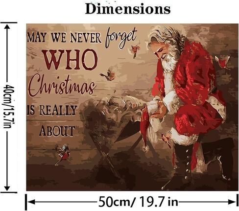 طقم طلاء عيد الميلاد الشتوي بالأرقام للبالغين المبتدئين، طلاء للكبار سهل DIY بالأرقام، مشهد ميلاد عيد الميلاد، طلاء حسب الرقم بدون إطار ديكور جدار المنزل 16 × 20 بوصة in Kuwait