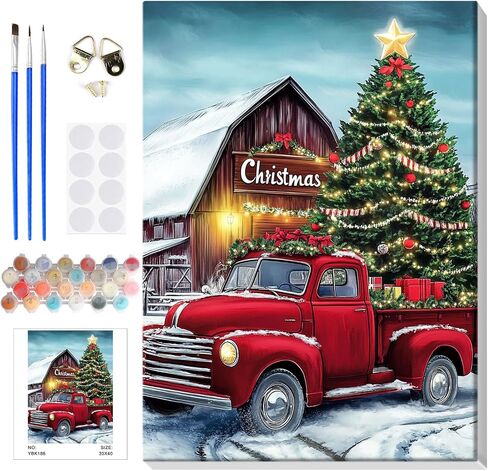 Christmas Paint by Numbers Kits for Adults Beginners on Framed Canvas, DIY Adults Paint by Numbers Kits, Cardinal Landscapes Color by Number Acrylic Easy Painting Number Kit Arts and Crafts 12x16inch in Saudi Arabia