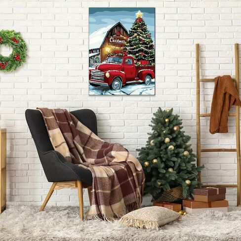 Christmas Paint by Numbers Kits for Adults Beginners on Framed Canvas, DIY Adults Paint by Numbers Kits, Cardinal Landscapes Color by Number Acrylic Easy Painting Number Kit Arts and Crafts 12x16inch in Saudi Arabia