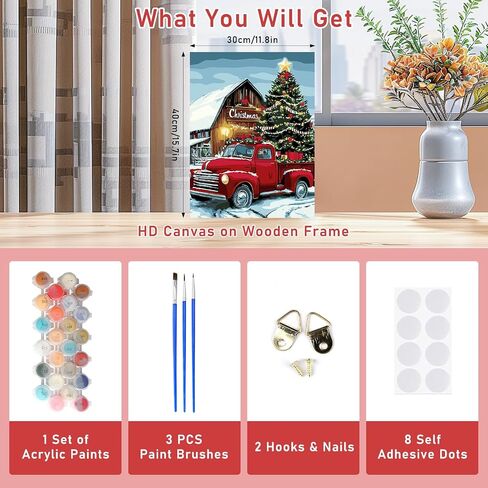 Christmas Paint by Numbers Kits for Adults Beginners on Framed Canvas, DIY Adults Paint by Numbers Kits, Cardinal Landscapes Color by Number Acrylic Easy Painting Number Kit Arts and Crafts 12x16inch in Saudi Arabia