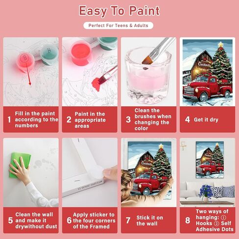 Christmas Paint by Numbers Kits for Adults Beginners on Framed Canvas, DIY Adults Paint by Numbers Kits, Cardinal Landscapes Color by Number Acrylic Easy Painting Number Kit Arts and Crafts 12x16inch in Saudi Arabia