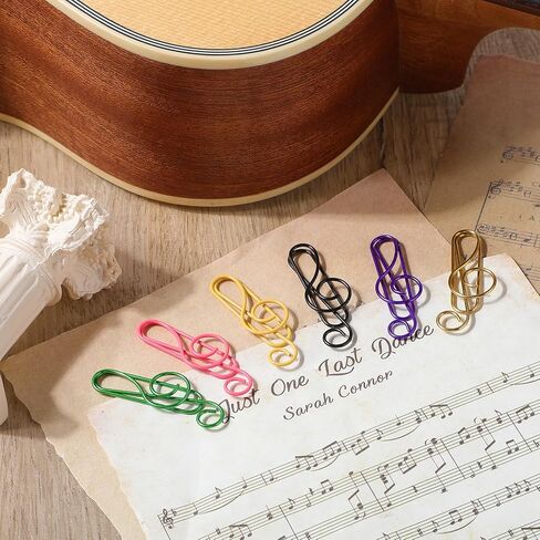 100 قطعة من مشابك ورق الموسيقى، 6 ألوان معدنية للنوتات الموسيقية، مشابك مرجعية للنوتات الموسيقية الملونة، مشابك ورقية معدنية لدفتر ملاحظات المدرسة والمكتب in Kuwait