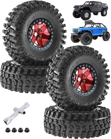2.2 Inch Beadlock Wheel Rim & Wheel Tires for Axial SCX10 Capra/AMG 6x6/TRX4/Redcat Gen8 Redcat Everest Gen7 Pro RC Scale Crawler Truck,Tires Tyres w/Aluminium Wheel Rim,Brown in Kuwait