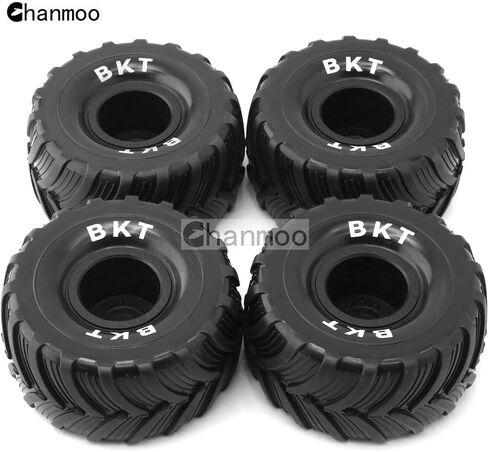 1/18 RC Monster Truck Tires and Hard Plastic Wheels Rims 12mm Hex 1/16 Rubber Buggy Off Road Tyres OD 100mm for 1:16 1/12 1/14 Scale Truck Car Traxxas E-REVO HSP HPI Tamiya Losi 4PCS (Black) in Saudi Arabia