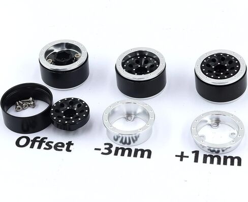 HOBBYSOUL RC 1.0 Mud Terrain tires 61 * 22.4mm & 1.0 beadlock wheels Positive Negative Offset Rims For RC Mud Crawler 1/18 TRX4M 1/24 SCX24 FMS24 FCX24 in Kuwait