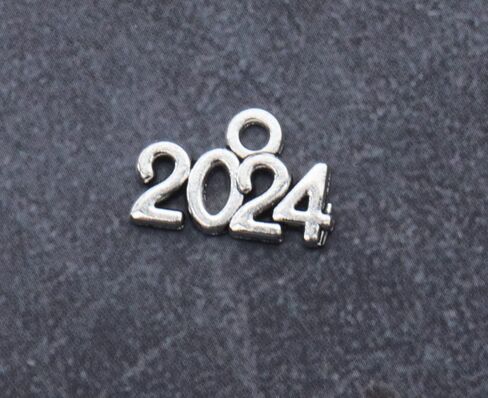 50 Pcs 2024 Charms Silver Year Signet Bulk Antique Number Pendants for Jewelry Making Finding Craft Accessories Necklace Bracelets Keychain DIY Project Christmas Décor in Kuwait
