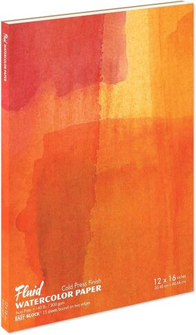 Fluid Watercolor Paper Block, 9 x 12 inches, 15 Sheets, 140 lb (300 GSM) Cold Press Artist Paper Pad for Painting and Wet Media in Saudi Arabia