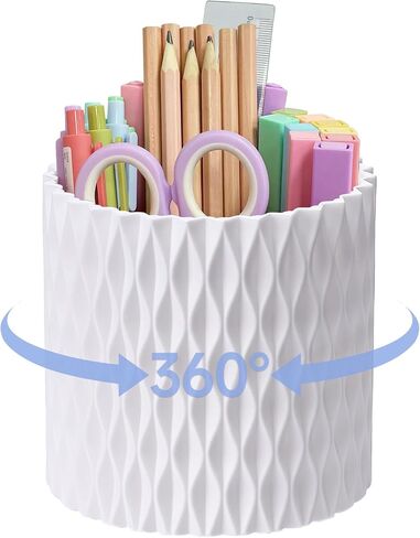 Pen Holder for Desk, 360° Rotating Pencil Cup with 5 Slots, Makeup Brush Holder for Women, Multipurpose Pen Holder for School Home and Art Supply (Orange) in Saudi Arabia