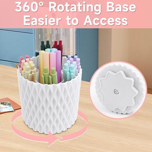 Pen Holder for Desk, 360° Rotating Pencil Cup with 5 Slots, Makeup Brush Holder for Women, Multipurpose Pen Holder for School Home and Art Supply (Orange) in Saudi Arabia