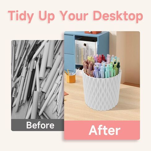 Pen Holder for Desk, 360° Rotating Pencil Cup with 5 Slots, Makeup Brush Holder for Women, Multipurpose Pen Holder for School Home and Art Supply (Orange) in Saudi Arabia
