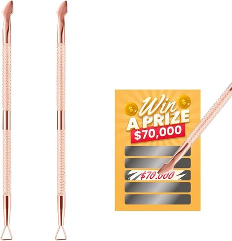 Rose Gold Double-End Metal Lottery Scratcher, Lotto Scratcher Label Scraper for Lottery Ticket, Scratch Off The Hard to Remove Pin Numbers on Present Cards and As a Secret Present, 2 PCS in Saudi Arabia