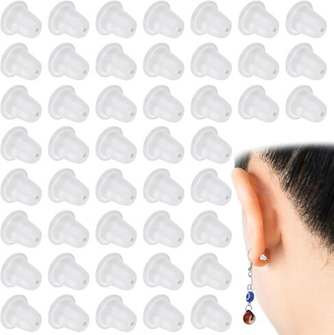 500 PCS Clear Rubber Earring Backs, Replacements Earring Backs for Studs Soft Clear Ear Safety Back Pads Backstops Earring Backings Clear Earring Backs for Women Fish Hook Earring Studs Hoops in Saudi Arabia