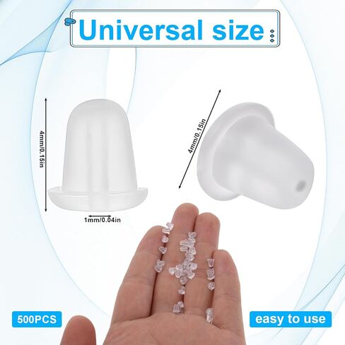 500 PCS Clear Rubber Earring Backs, Replacements Earring Backs for Studs Soft Clear Ear Safety Back Pads Backstops Earring Backings Clear Earring Backs for Women Fish Hook Earring Studs Hoops in Saudi Arabia