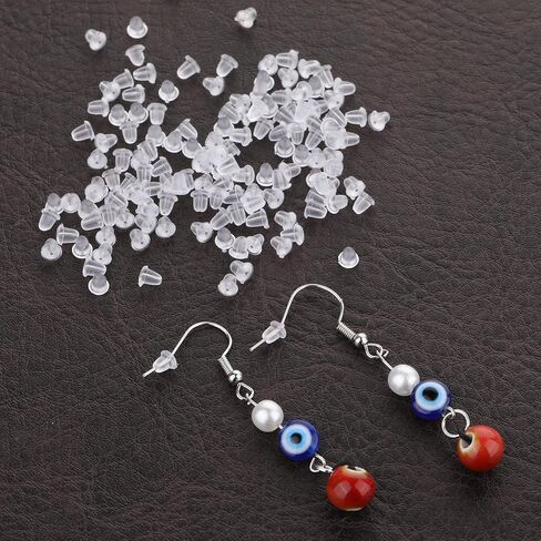500 PCS Clear Rubber Earring Backs, Replacements Earring Backs for Studs Soft Clear Ear Safety Back Pads Backstops Earring Backings Clear Earring Backs for Women Fish Hook Earring Studs Hoops in Saudi Arabia