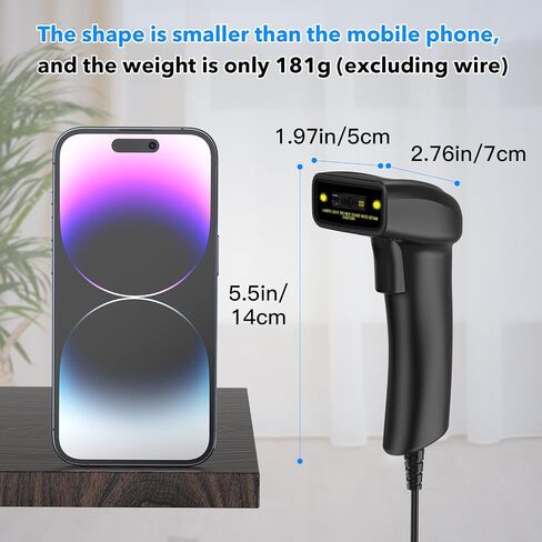 USB 2D Barcode Scanner,Symcode QR PDF417 Bar Code Scanner Wired Long Transfer Distance Computer Cell Phone Screen Scan in Saudi Arabia