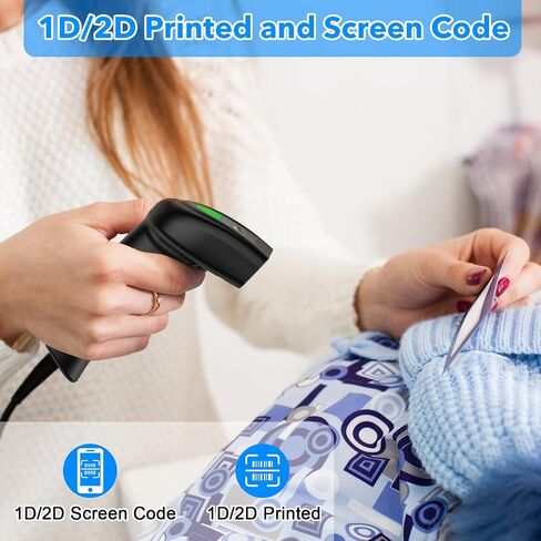 USB 2D Barcode Scanner,Symcode QR PDF417 Bar Code Scanner Wired Long Transfer Distance Computer Cell Phone Screen Scan in Saudi Arabia